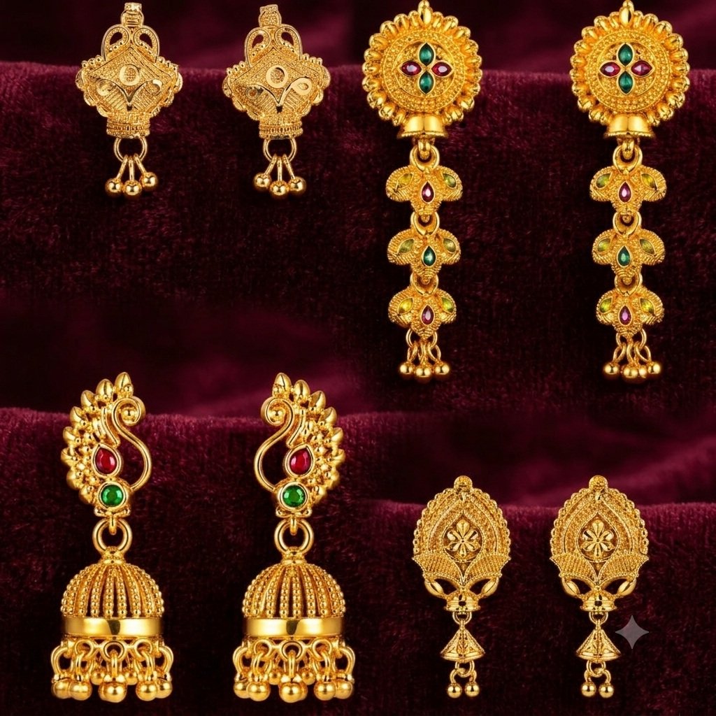 4 Pair Of Golden Earrings