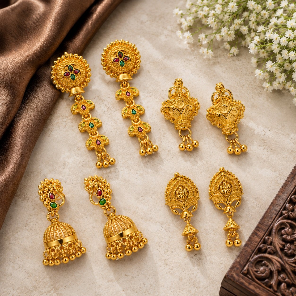 4 Pair Of Golden Earrings